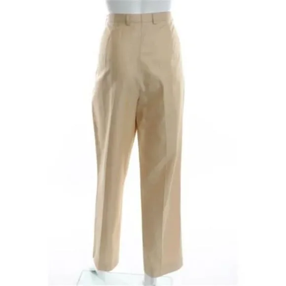 ESCADA TAN COTTON SILK ZIPPER FLY STRAIGHT LEG PANTS SZ 42 - Picture 6 of 10